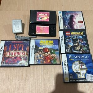 Nintendo DSi Handheld Black Console Lot 6 Games w/Charger Tested Read Below!